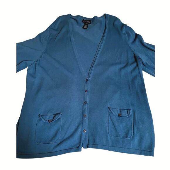 Womans Jones New York Signature 3xRayon Nylon Cardigan V Neck Button Up Pockets - Picture 11 of 11